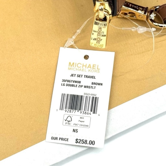 Michael Kors Double Zip Wallet Wristlet Brown Signature - Picture 8 of 8